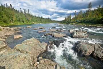 The mountain river Haramatalow in the Polar Urals.