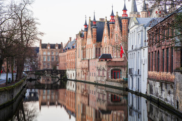 The view of Bruges from the river.