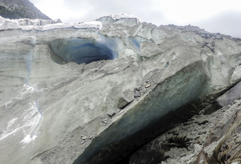 Montenvers - Ice Cave on the Sea of Ice Glacier -  Mont Blanc massif, Chamonix, French Alps, France, Europe.Montenvers - Caverna di Ghiaccio nel Mer de Glace