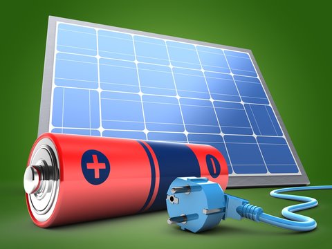 3d battery with solar panel