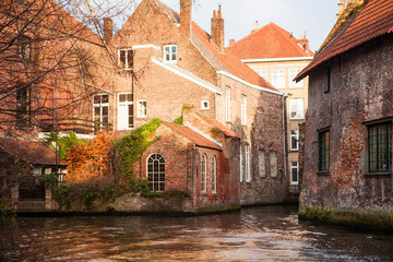The view of Bruges from the river.