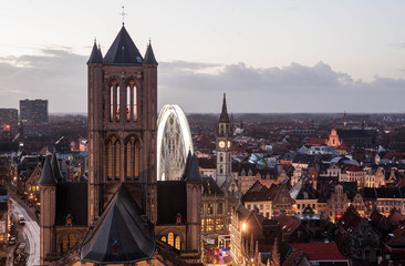 Fototapeta premium The city of Ghent at sunset.