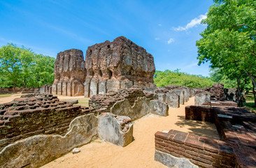 Fototapeta na wymiar The Ancient Ruins Of Polonnaruwa, Sri Lanka. Polonnaruwa Is The Second Most Ancient Of Sri Lankas Kingdoms