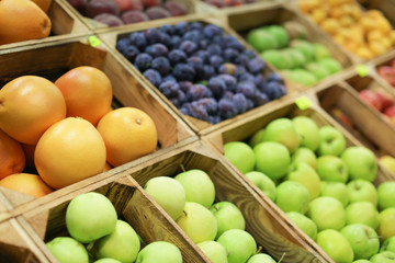 Assortment of fresh fruits at market