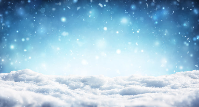 Snowy Christmas Background - Snowfall In Winter
