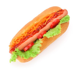 Tasty Hot Dog, isolated on white