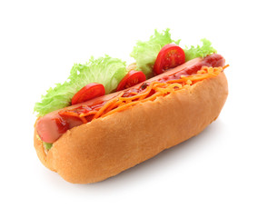 Tasty Hot Dog, isolated on white
