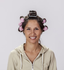 Portrait of a Woman with Curlers