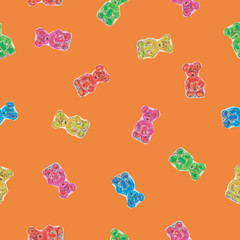 Color Bears Pattern - Vector Illustration