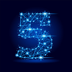 5 letter futuristic polygonal line space stars