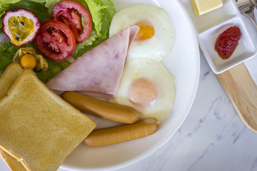 Homemade breakfast close up
