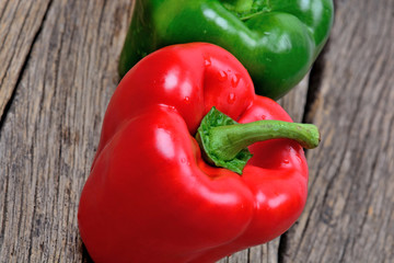 Pepper on wooden table