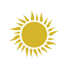 Yellow simple sun with rays vector icon.