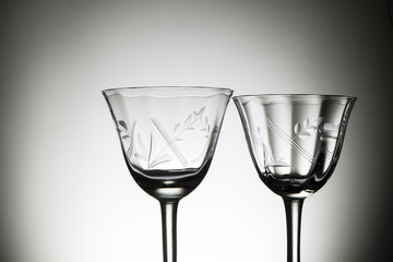 Geschliffene Weingläser aus den 60iger Jahren