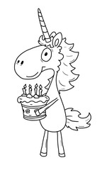 Ausmalbild Einhorn - Geburtstag