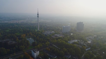 Aerial View Dortmund Germany NRW including Florian Tower City Center and old Industrial  - obrazy, fototapety, plakaty