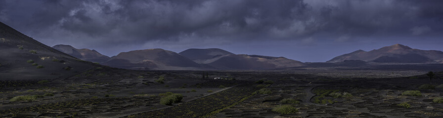 The Wine Valley of La Geria before storm / Lanzarote / Canary Islands