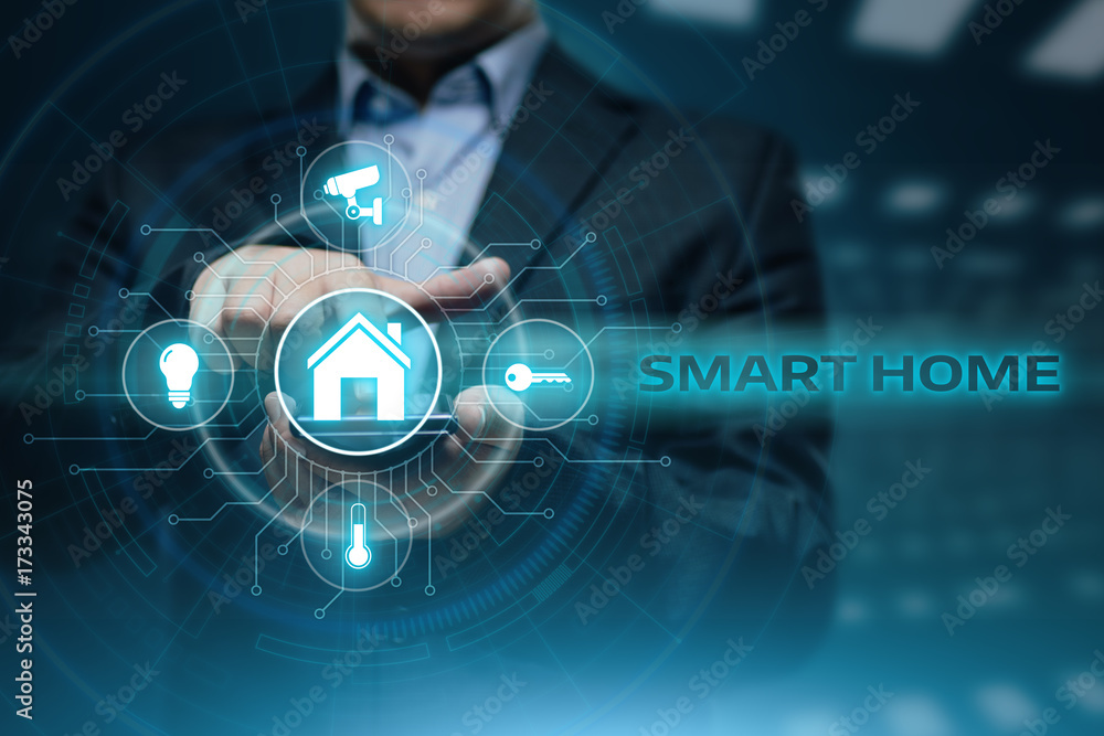 Poster smart home automation control system. innovation technology internet network concept