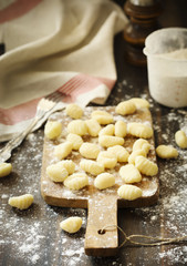 Fototapeta na wymiar Uncooked homemade potato gnocchi
