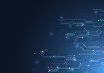 Abstract digital background with technology circuit board texture. Electronic motherboard illustration. Communication and engineering concept. Vector illustration