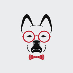 Vector of dog wearing glasses on white background. Animal fashion.