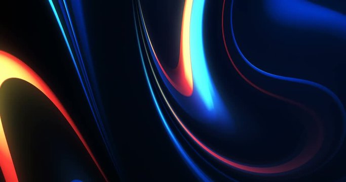 Abstract motion graphic background, shining lights, energy waves and particles, seamless loop 4K