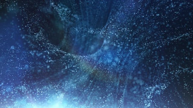 Flying through a dense gravitational field, with matter swirling around, creating spiral patterns. Check out our portfolio for similar animations and much more!