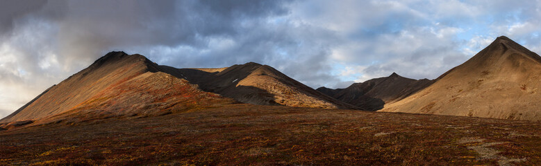 Panorama of Gavriila Bay, tundra colours in Autumn