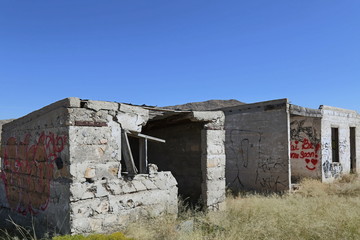 Broken down desert cafe in ruins