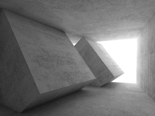 Abstract concrete room interior, 3d art