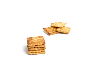 Sugar crackers stacked on isolated white background