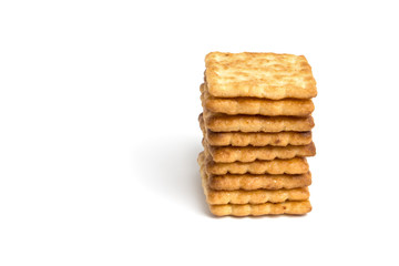 Sugar crackers stacked on white background