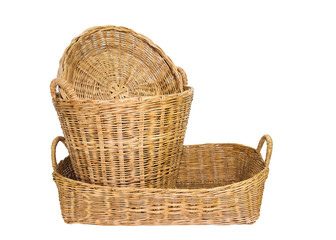 Wicker baskets isolated on white