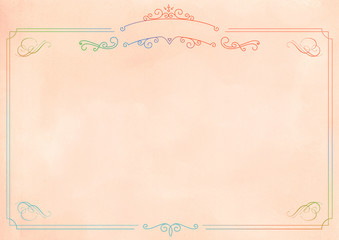 Gradient light orange textured background with rainbow retro border