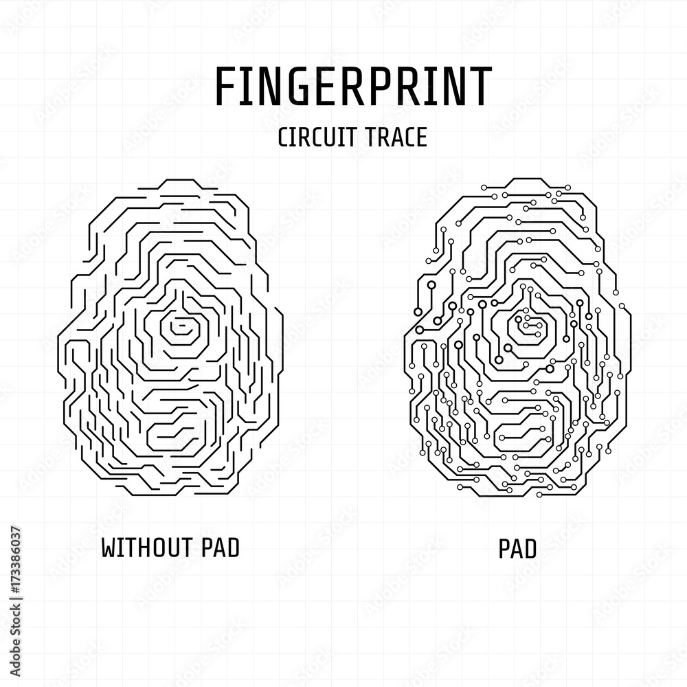 Poster abstract black circuit board fingerprint pad vector background