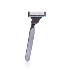 New grey men razor. Studio shot isolated on white