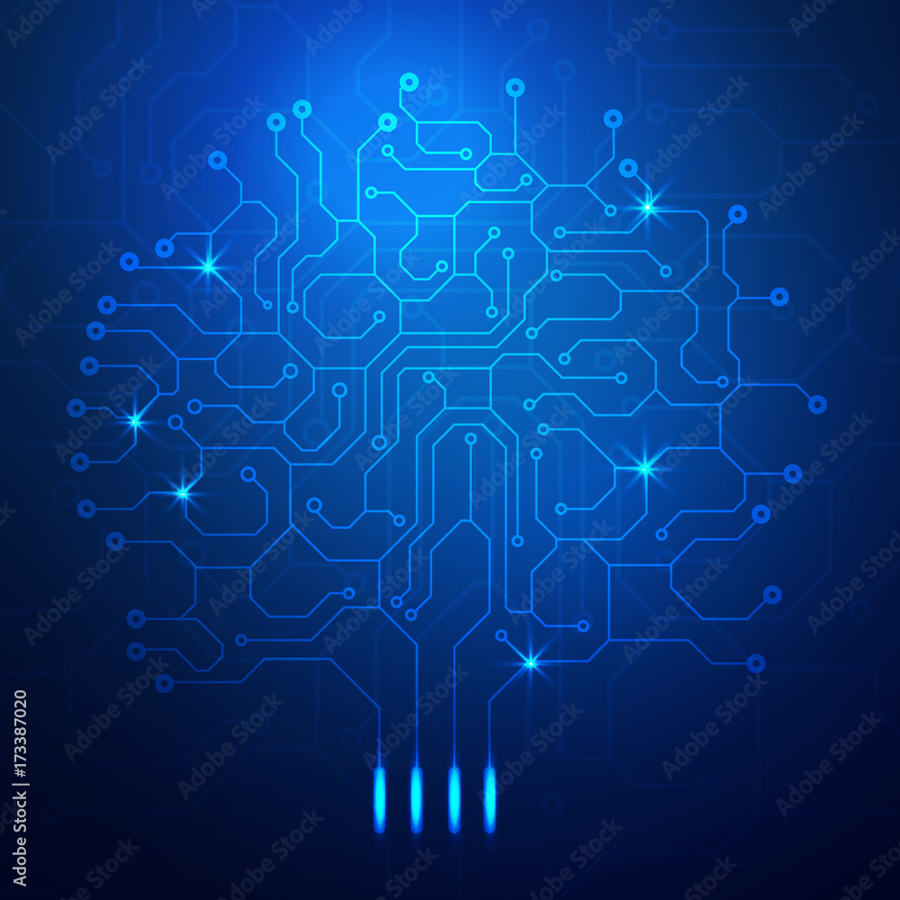 Poster Abstract Tree Circuit Board Line Design Concept Vector Background