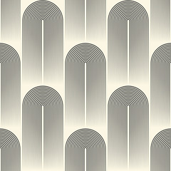 Seamless Curved Shapes Wallpaper. Minimal Geometric Ornament