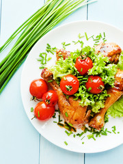 Baked chicken with veggies
