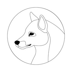 wolf head  vector illustration line drawing