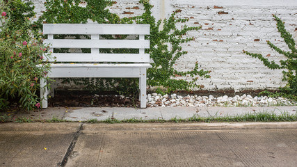 White chair in the garden