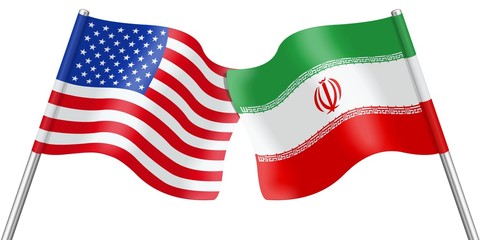 Flags. USA and Iran