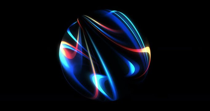 Abstract plasma ball, light rays for motion graphics. 4K loop. High definition spinning object motion backgrounds. 3D Motion Graphic elements, abstract hi-tech circle.