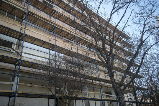 Scaffolding on residence building