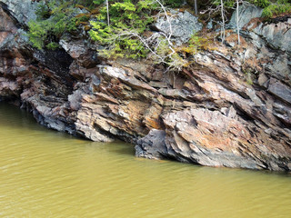 Shore of canyon of  Imatrankoski waterfall. Imatra, Finland
