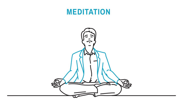 Businessman making meditation