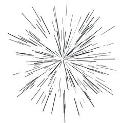 Sun burst, star burst sunshine. Radiating from the center of thin beams, lines. Vector illustration.