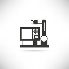 robotic arm in manufacturing process icon