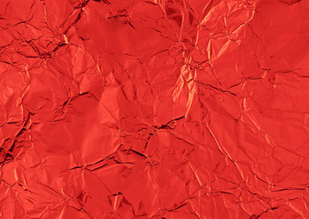 Christmas red shiny abstract crumpled paper background