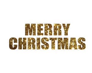 Golden glitter isolated holiday word MERRY CHRISTMAS